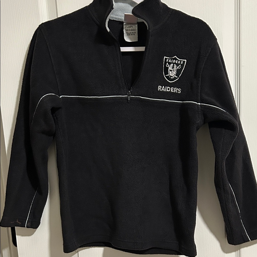 Raiders Black Quarter-Zip Fleece Pullover size 10/12 youth